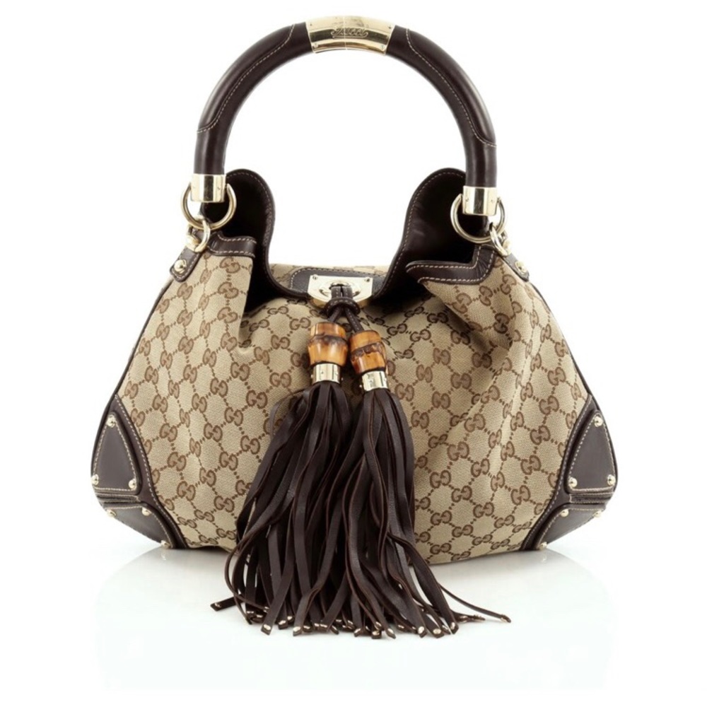 Gucci Brown Monogram Indy Tassel Medium Handbag